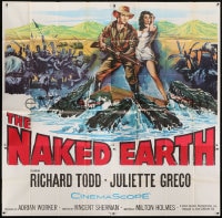 6j099 NAKED EARTH 6sh 1958 art of sexy Juliette Greco & Richard Todd w/African natives & crocodiles!