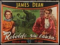 6j139 REBEL WITHOUT A CAUSE Argentinean 44x58 1956 Nicholas Ray, art of James Dean & Natalie Wood!