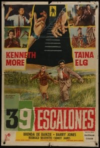 6j143 39 STEPS Argentinean 1959 Kenneth More, Taina Elg, English crime thriller, cool art!