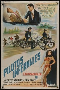 6j160 CABALLOS DE ACERO Argentinean 1967 great art of motorcycle cops & girl in bikini, rare!