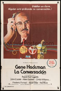 6j166 CONVERSATION Argentinean 1974 cool art of Gene Hackman, Francis Ford Coppola directed!