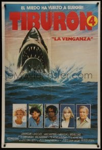 6j197 JAWS: THE REVENGE Argentinean 1987 great artwork of shark attacking + cast portraits!