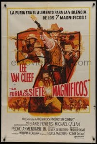 6j208 MAGNIFICENT SEVEN RIDE Argentinean 1972 art of cowboy Lee Van Cleef & men firing guns!