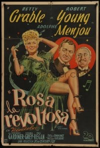 6j235 SWEET ROSIE O'GRADY Argentinean 1943 great art of sexy Betty Grable, Robert Young & Menjou!