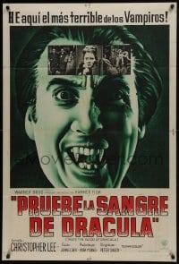 6j237 TASTE THE BLOOD OF DRACULA Argentinean 1970 Hammer, vampire Christopher Lee showing fangs!