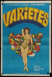 6j245 VARIETIES Argentinean 1935 great colorful art of sexy showgirl in skimpy outfit, rare!