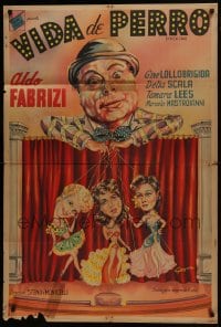 6j246 VITA DA CANI Argentinean 1950 Gina Lollobrigida, cool Greziella artwork of cast as puppets!