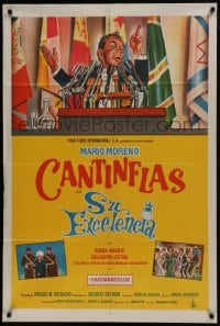 6j249 YOUR EXCELLENCY Argentinean 1967 Su excelencia, great art of politician Cantinflas at podium!