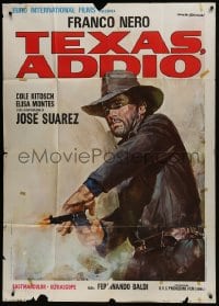 6j341 AVENGER Italian 1p R1970s Texas addio, Gasparri spaghetti western art of Franco Nero w/ gun!