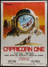 6j358 CAPRICORN ONE Italian 1p 1978 cool different art, what if the moon landing never happened!