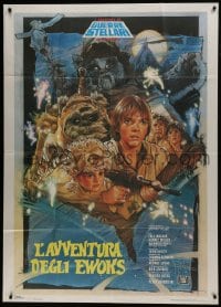 6j359 CARAVAN OF COURAGE Italian 1p 1985 An Ewok Adventure, Star Wars, art by Drew Struzan!