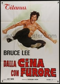 6j361 CHINESE CONNECTION Italian 1p 1973 kung fu art of Bruce Lee in mid air, rare first release!