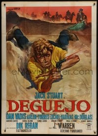 6j373 DEGUEJO Italian 1p 1966 great spaghetti western art of Jack Stuart with gun on ground!