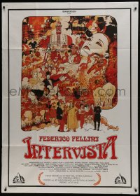 6j413 INTERVISTA Italian 1p 1987 Federico Fellini, wonderful montage art by Milo Houston!
