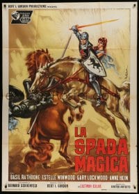 6j431 MAGIC SWORD Italian 1p 1961 Colizzi art of Gary Lockwood with the most incredible weapon!
