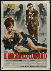 6j432 MAGNIFICENT CUCKOLD Italian 1p 1965 Symeoni art of sexy Claudia Cardinale in slinky dress!