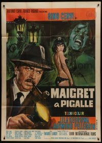 6j433 MAIGRET AT THE PIGALLE Italian 1p 1966 Mario Landi's Maigret a Pigalle, art by Gasparri!