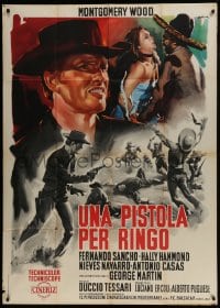 6j448 PISTOL FOR RINGO Italian 1p 1965 cool spaghetti western art of Giuliano Gemma by Olivetti!