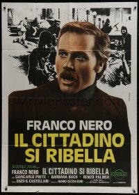 6j467 STREET LAW Italian 1p 1980 close up of shocked Franco Nero + masked criminals in background!