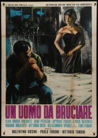 6j486 UN UOMO DA BRUCIARE Italian 1p 1962 Symeoni art of Gian Maria Volonte & Didi Perego, rare!