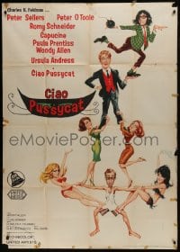 6j496 WHAT'S NEW PUSSYCAT Italian 1p 1965 great Frazetta art of Woody Allen, O'Toole & sexy babes!