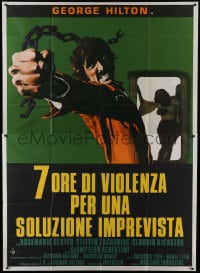 6j251 7 HOURS OF VIOLENCE Italian 2p 1973 Michele Massimo Tarantini, art by Giuliano Nistri!