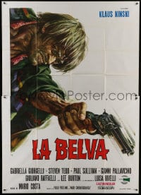 6j259 BEAST Italian 2p 1970 great spaghetti western art of insane Klaus Kinski with revolver!