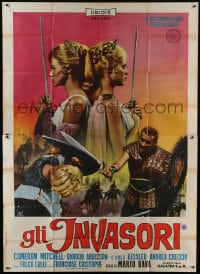 6j276 ERIK THE CONQUEROR Italian 2p 1963 Mario Bava, Fiorenzi art, Kessler twins with swords, rare!