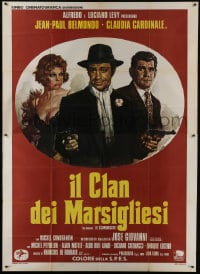 6j289 HIT MAN Italian 2p 1972 Casaro art of Jean-Paul Belmondo, Claudia Cardinale & Constantin!