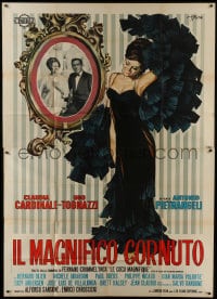 6j301 MAGNIFICENT CUCKOLD Italian 2p 1965 Symeoni art of sexy Claudia Cardinale in slinky dress!