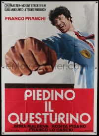 6j310 PIEDINO IL QUESTURINO Italian 2p 1974 great art of policeman Franco Franchi punching!