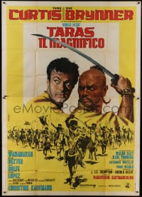 6j317 TARAS BULBA Italian 2p R1970s Tony Curtis & Yul Brynner, different Giuliano Nistri art!