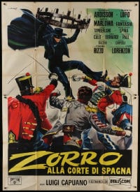 6j330 ZORRO IN THE COURT OF SPAIN Italian 2p 1962 different Casaro art of masked hero on chandelier