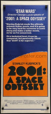 6k465 2001: A SPACE ODYSSEY Aust daybill R1978 George Lucas says it's better than Star Wars!
