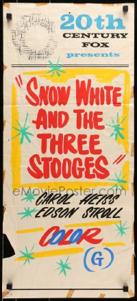 6k466 20TH CENTURY FOX Aust daybill 1960s pretty cool design for Snow White and the Three Stooges!