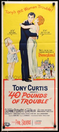 6k470 40 POUNDS OF TROUBLE Aust daybill 1963 Tony Curtis has women trouble, Suzanne Pleshette!