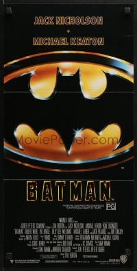 6k504 BATMAN Aust daybill 1989 directed by Tim Burton, Nicholson, Keaton, cool image of Bat logo!