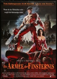 6k304 ARMY OF DARKNESS German 1993 Sam Raimi, great artwork of Bruce Campbell with chainsaw hand!