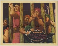6m007 7th VOYAGE OF SINBAD LC #2 1958 Kerwin Mathews in cage, Ray Harryhausen fantasy classic!