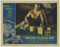 6m035 AMAZING COLOSSAL MAN LC #7 1957 he is sitting in a room that is way too small for him!