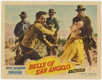 6m060 BELLS OF SAN ANGELO LC #2 1947 great close up of cowboy hero Roy Rogers punching bad guy!