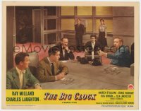 6m067 BIG CLOCK LC #8 1948 close up of Charles Laughton pointing at Ray Milland in board room!