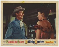 6m090 BOUNTY HUNTER LC #8 1954 c/u of Randolph Scott laughing with sexy bar girl Marie Windsor!
