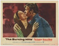 6m105 BURNING HILLS LC #5 1956 great romantic close up of Tab Hunter & laughing Natalie Wood!