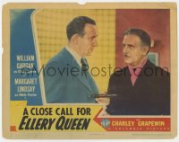 6m173 CLOSE CALL FOR ELLERY QUEEN LC 1942 c/u of Ralph Morgan handing gun to William Gargan!
