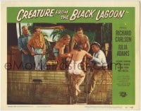 6m199 CREATURE FROM THE BLACK LAGOON LC #2 1954 sexy Julia Adams in swimsuit helped into boat!