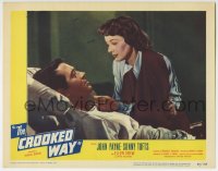 6m209 CROOKED WAY LC #5 1949 pretty Ellen Drew stares lovingly at John Payne laying in bed!