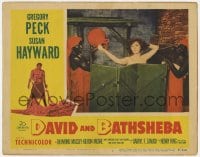 6m236 DAVID & BATHSHEBA LC #7 1951 close up of slave women bathing sexy naked Susan Hayward!