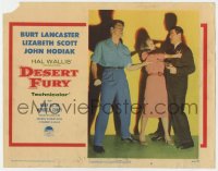 6m255 DESERT FURY LC #4 R1958 Burt Lancaster about to punch John Hodiak + Lizabeth Scott!