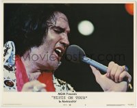6m342 ELVIS ON TOUR LC #5 1972 classic close up of aging Elvis Presley singing into microphone!